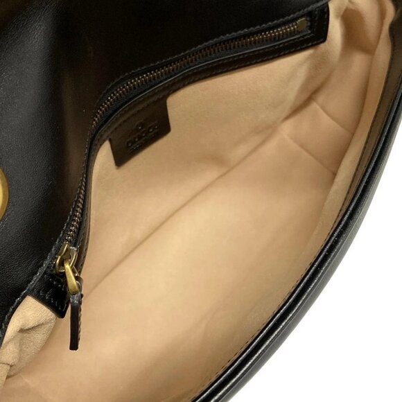 Auth GUCCI GG Marmont Quilting Small Shoulder Bag  Black Leather - Picture 15 of 16